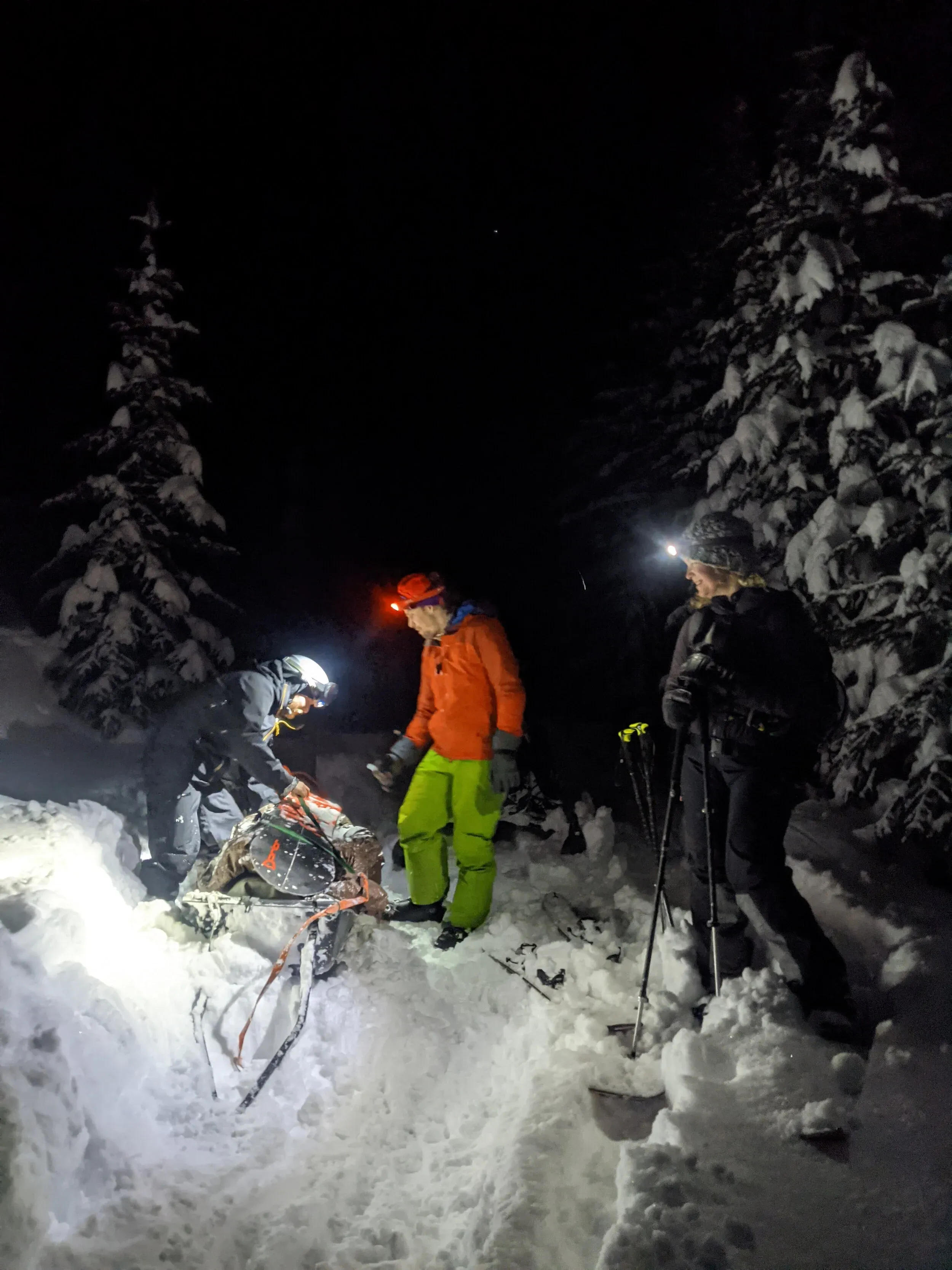 No mission of this kind is complete without unexpected delays and nighttime snowmobile stucks