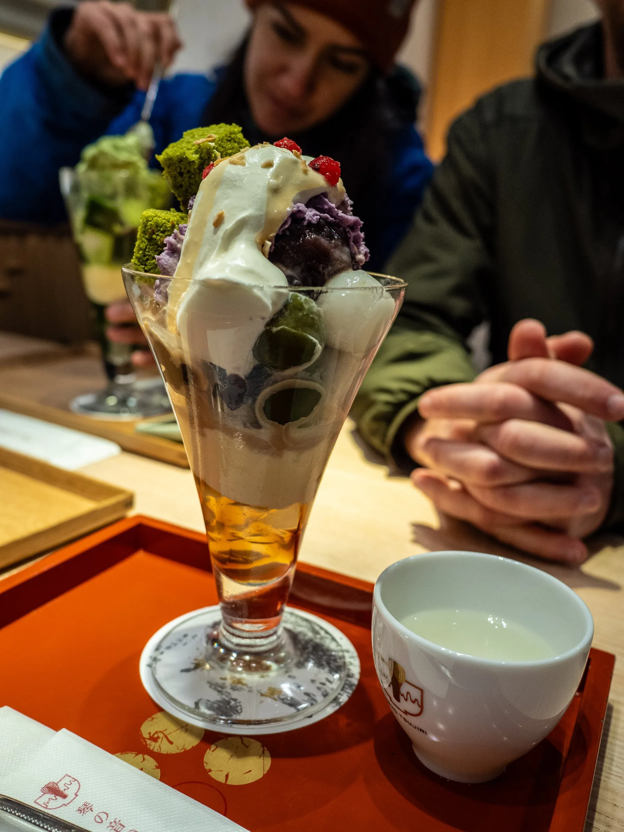 We had a recommendation for a popular tea house, Tsujiri, who have been making their own tea for over 160 years, in central Gion. We had to take the opportunity to try out what passes for a complete breakfast in Japan, and ordered one of their ridiculous layered parfaits. It tasted as epic as it looks!