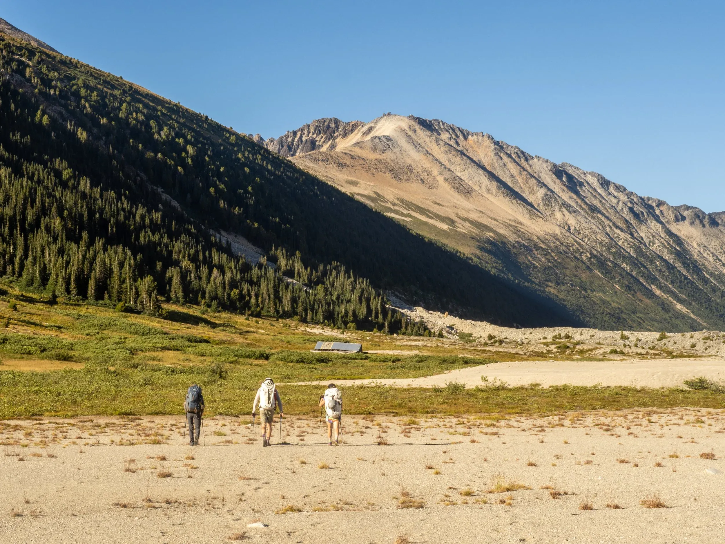 Up in the pass, with the remains of an old mining exploration camp bunkhouse slowly crumbling into the earth