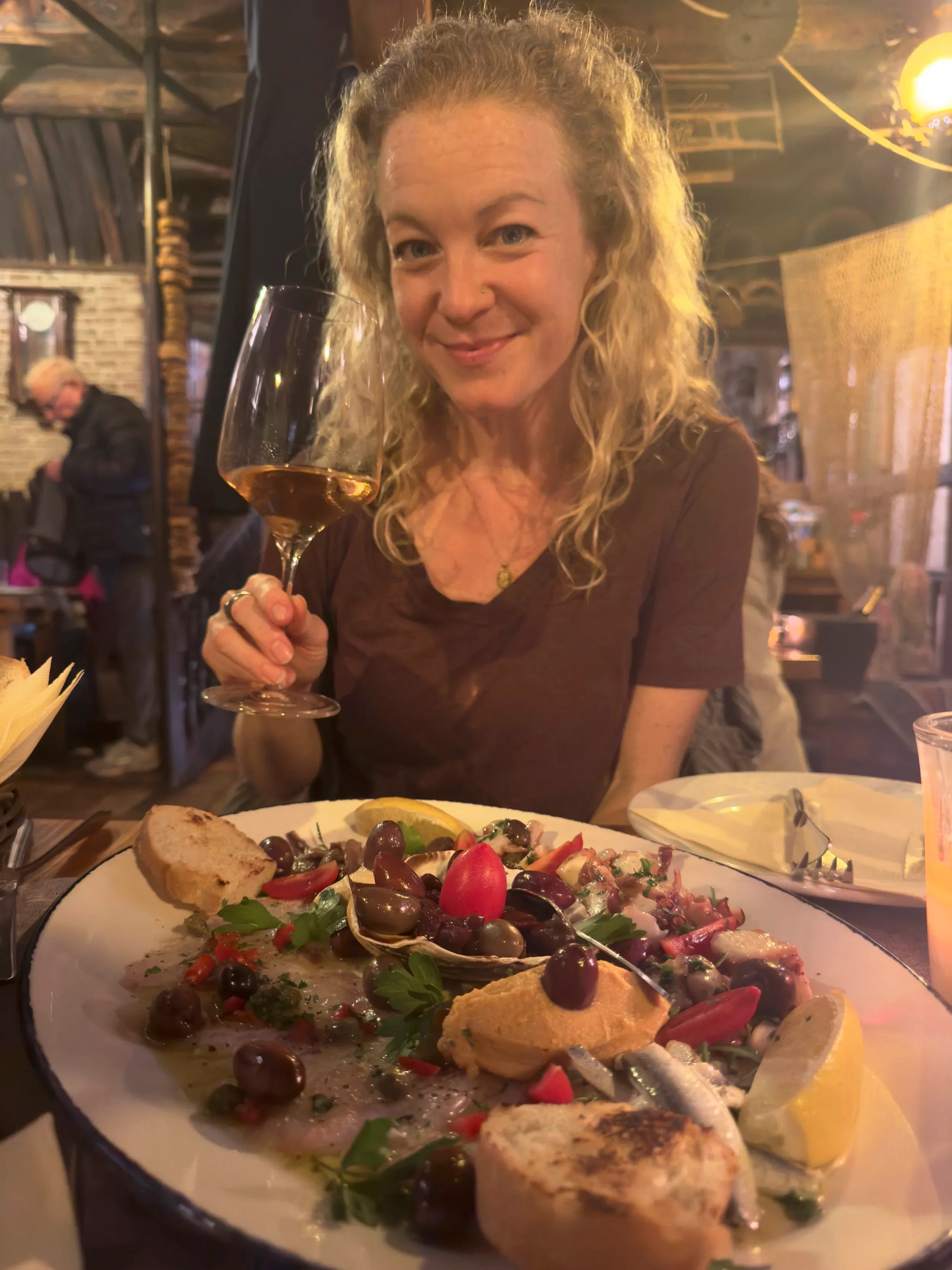 Almost felt guilty enjoying one of the better meals of the trip while Zac struggled to exist in the care of a tiny Montenegrin “Babushka” cat lady.