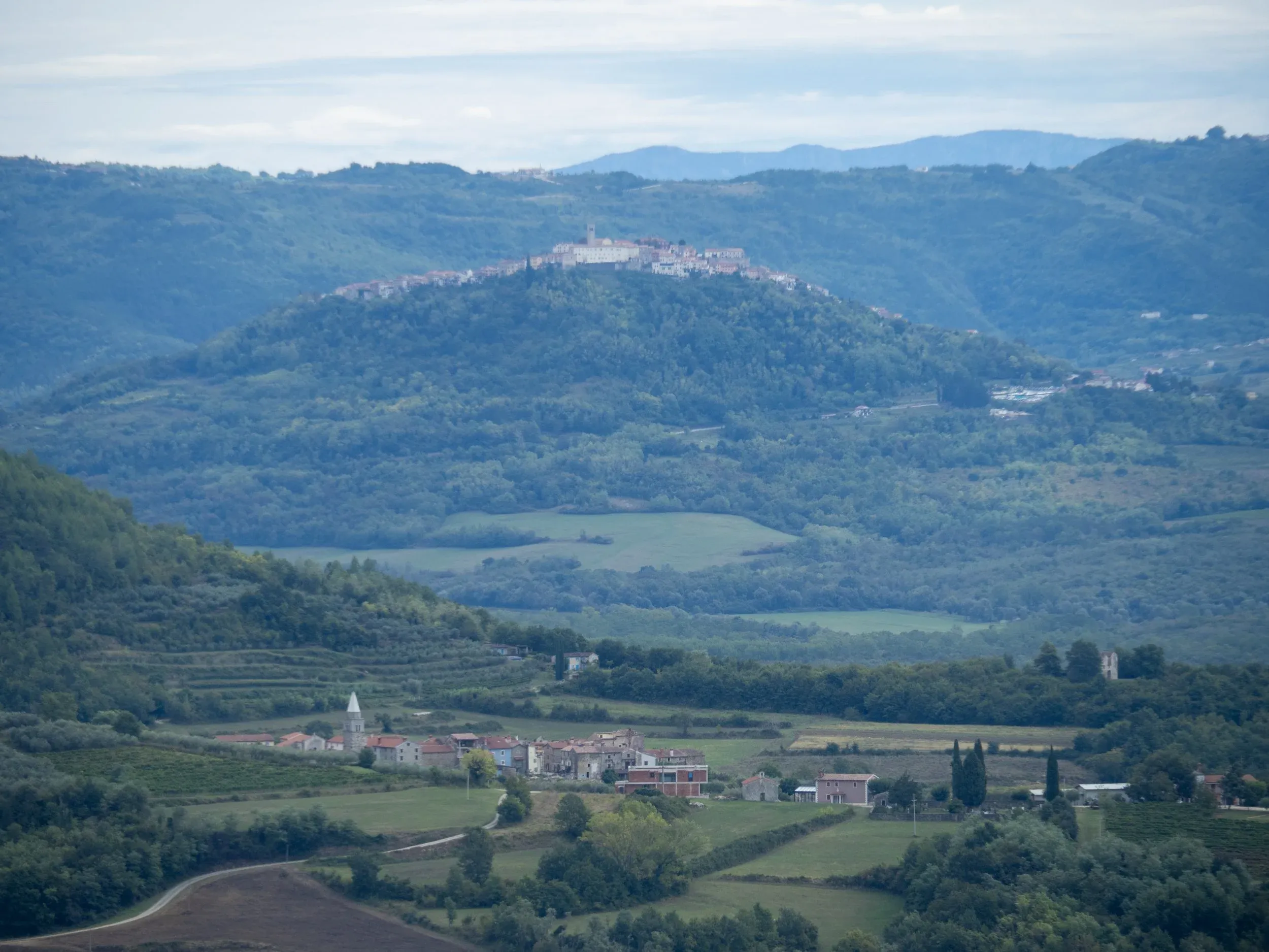 Hilltop Motovun, in central Istria, originally a Celtic settlement, before a long history as a Byzantine and then Venetian strategic fortress and stronghold