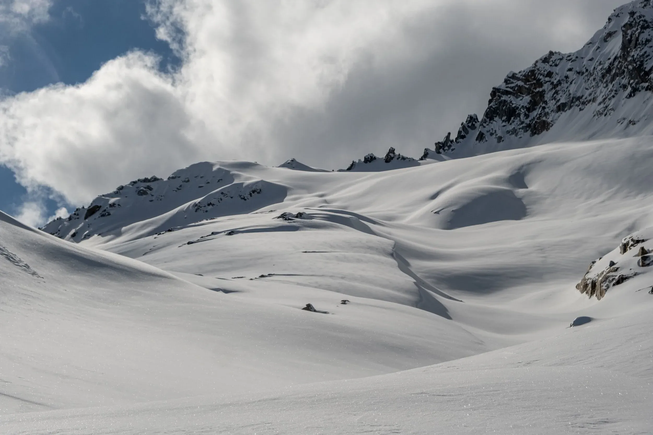 Day 2 - Heading up into the alpine after a confidence inspiring warm-up day for avy conditions. Our destination ridge up top