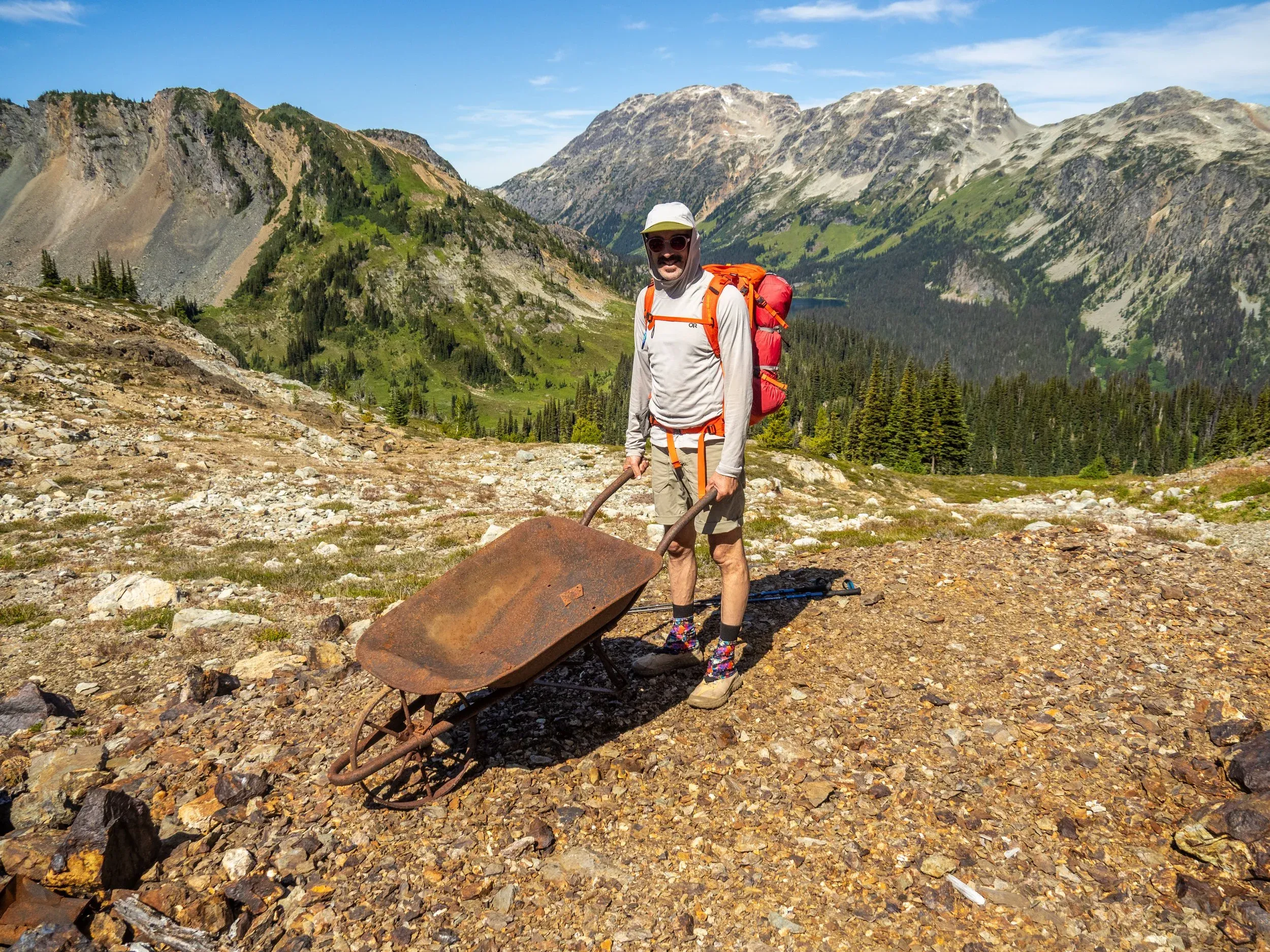 This was gold mine country, and so signs of old claims were present, including this old wheelbarrow accompanied by a lot of abandoned trash.