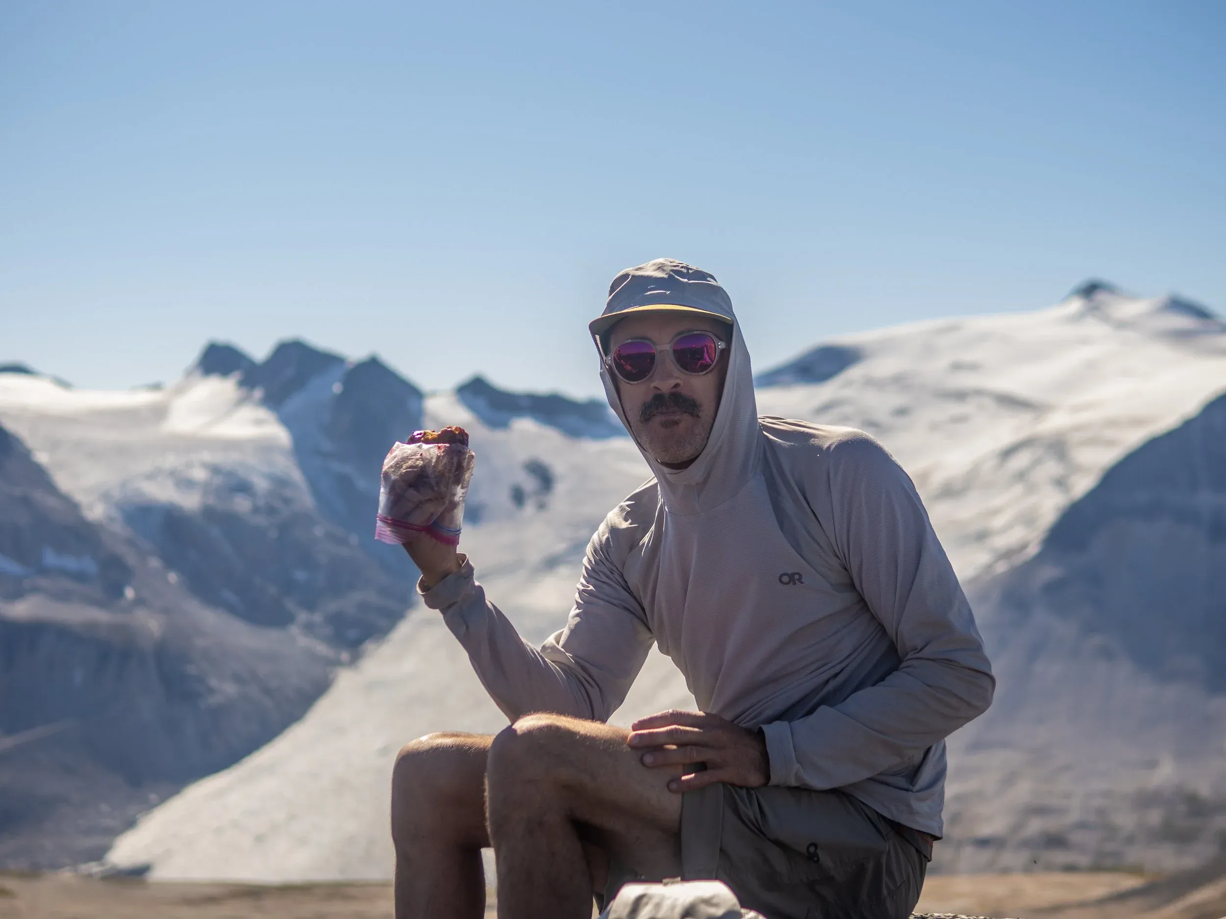 “It frits!” Jem flexing his Save-On Foods apple fritter game, which he puts in the same ziplock baggy as a PB+J, leading to the high pressure of a stuffed backpack physical fusing the two top shelf snacks into one uber snack.