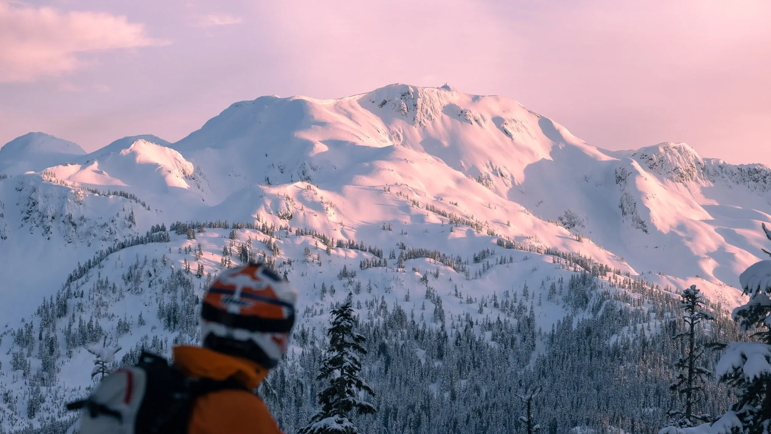 Dylan contemplating the meaning of life at the end of an all time day, taking in a Cloudburst Mountain bathed in alpenglow