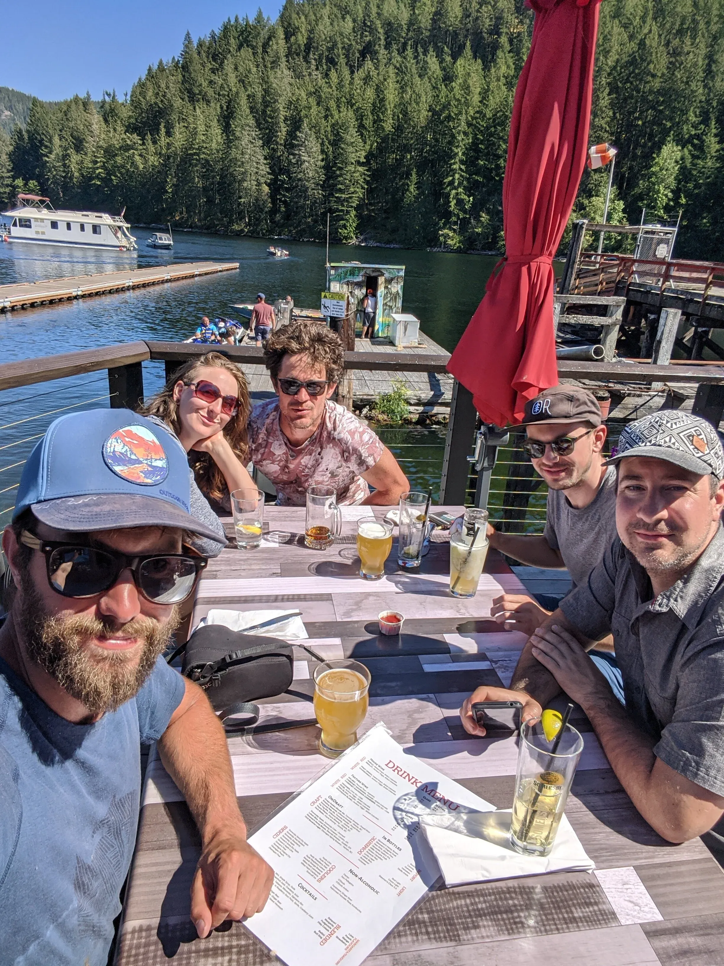 Sea worn travellers at a much needed pub lunch in Powell River